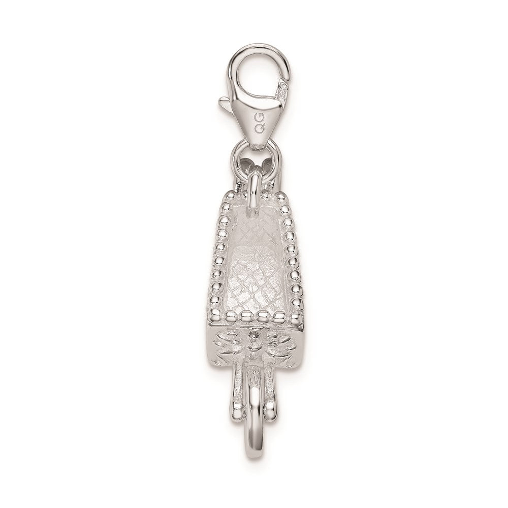 Sterling Silver Rh 3-D Enameled Wheelbarrow W/Lobster Clasp Charm