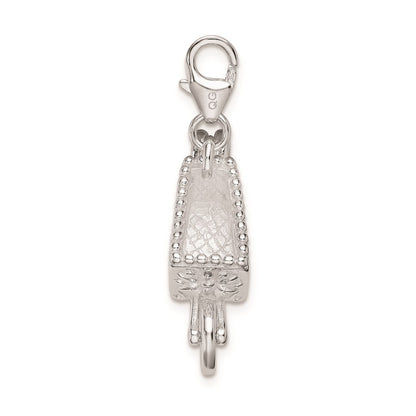 Sterling Silver Rh 3-D Enameled Wheelbarrow W/Lobster Clasp Charm