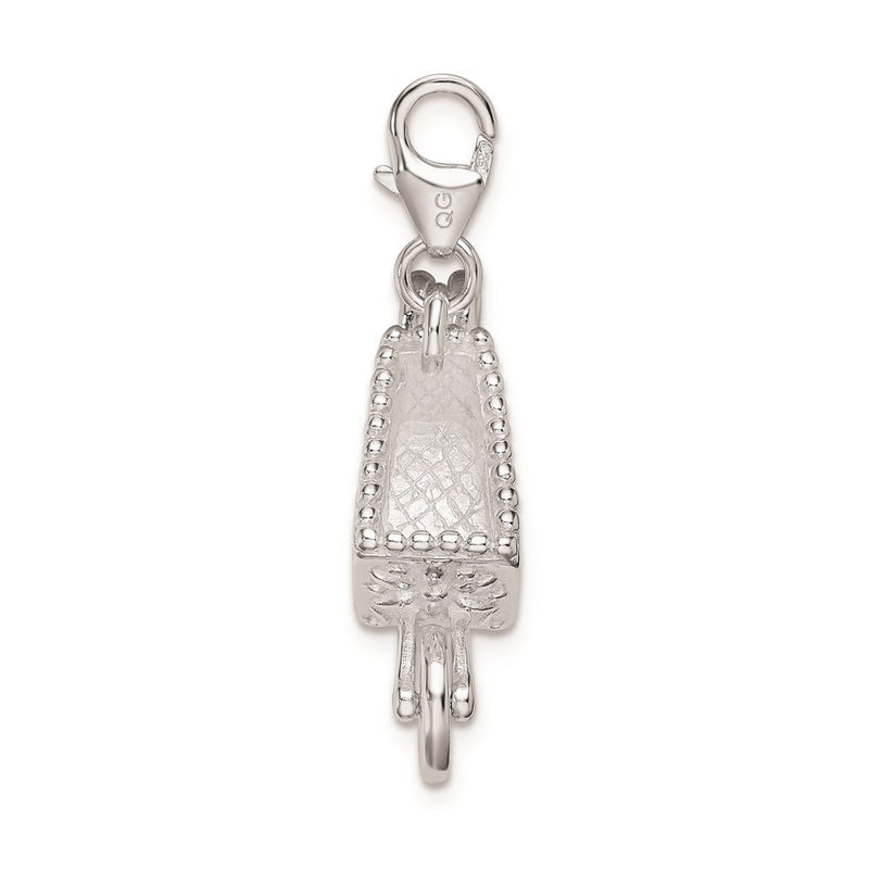 Sterling Silver Rh 3-D Enameled Wheelbarrow W/Lobster Clasp Charm