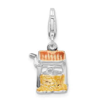 Sterling Silver Amore La Vita Rhodium-Plated Polished 3-D Enameled Well Charm With Fancy Lobster Clasp