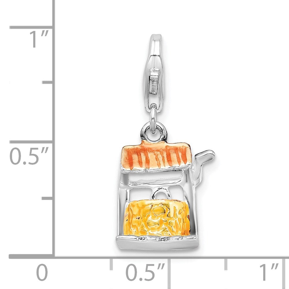 Sterling Silver Amore La Vita Rhodium-Plated Polished 3-D Enameled Well Charm With Fancy Lobster Clasp