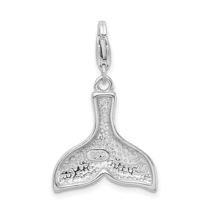 Sterling Silver Amore La Vita Rhodium-Plated Polished Whale Tail Charm With Fancy Lobster Clasp