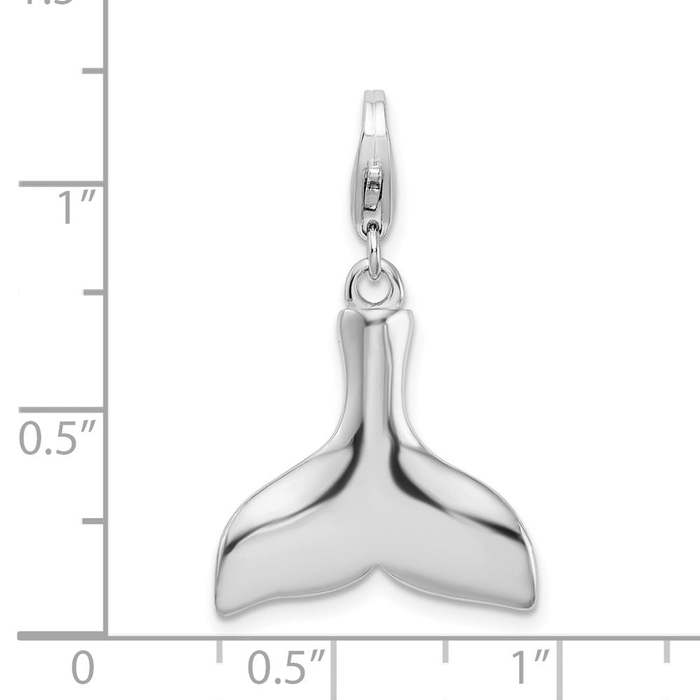 Sterling Silver Amore La Vita Rhodium-Plated Polished Whale Tail Charm With Fancy Lobster Clasp