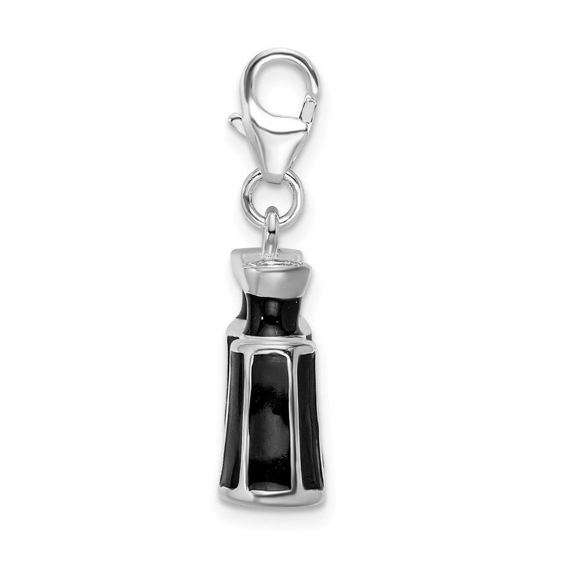Sterling Silver Amore La Vita Rhodium-Plated Polished 3-D Enameled Binocular Charm With Fancy Lobster Clasp