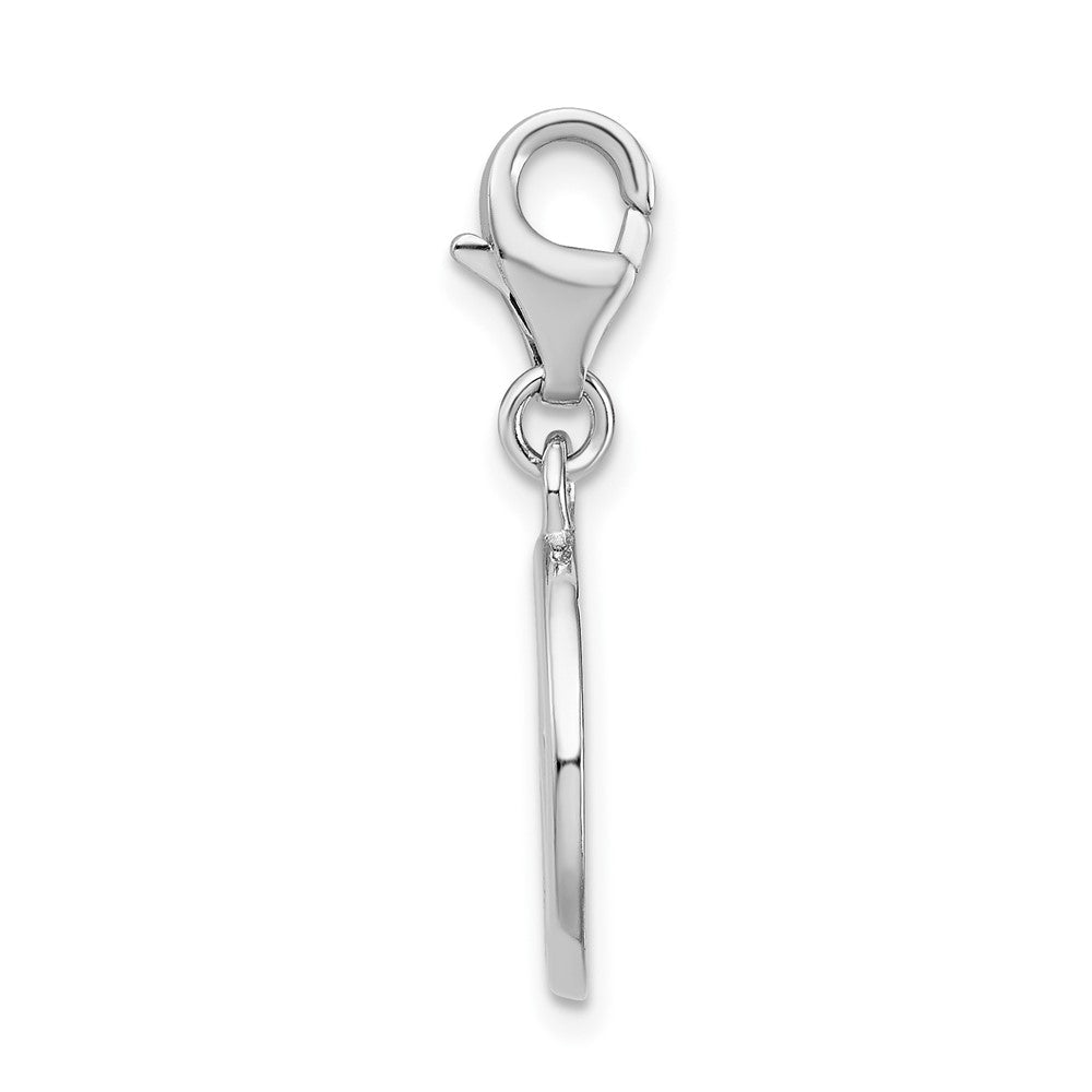 Sterling Silver Amore La Vita Rhodium-Plated Polished Peace Sign Charm With Fancy Lobster Clasp