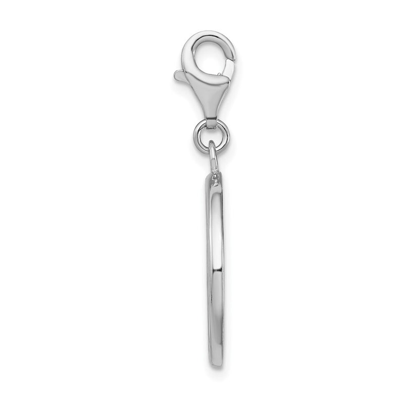 Sterling Silver Amore La Vita Rhodium-Plated Polished Peace Sign Charm With Fancy Lobster Clasp