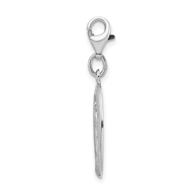 Sterling Silver Amore La Vita Rhodium-Plated Polished Miraculous Medal Charm With Fancy Lobster Clasp