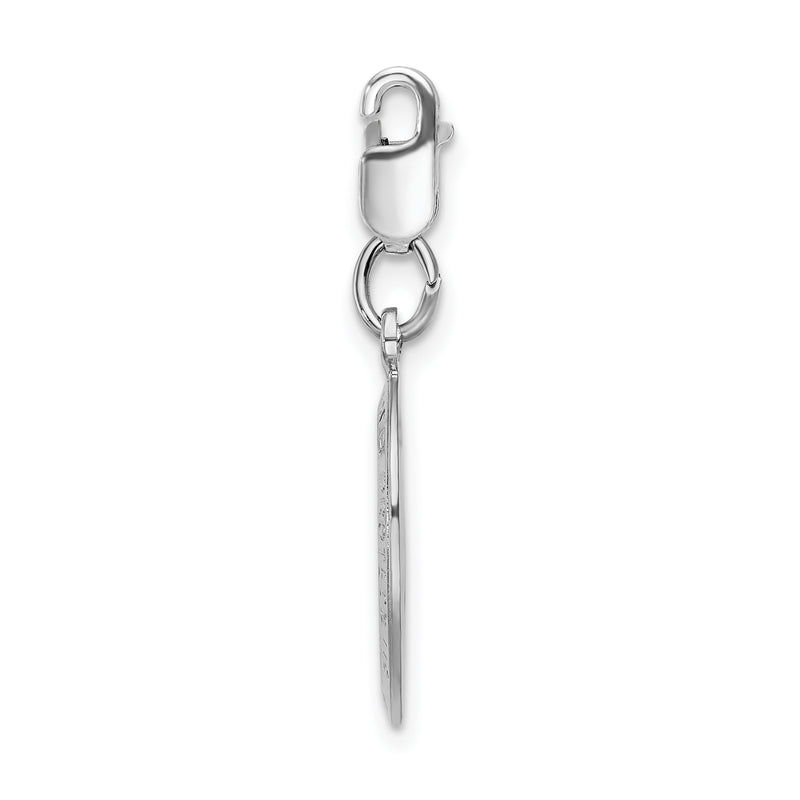 Sterling Silver Amore La Vita Rhodium-Plated Polished Saint Christopher Medal Charm With Fancy Lobster Clasp