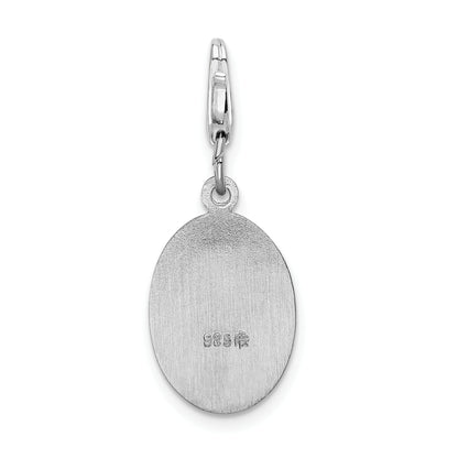 Sterling Silver Amore La Vita Rhodium-Plated Polished Saint Christopher Medal Charm With Fancy Lobster Clasp