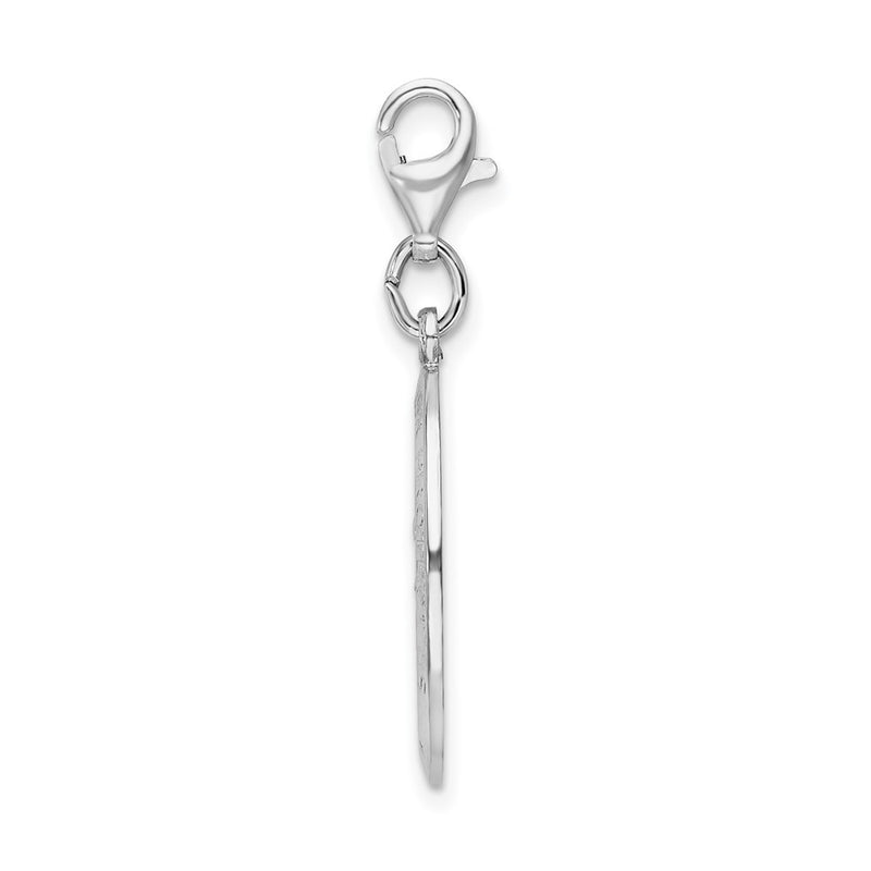 Sterling Silver Amore La Vita Rhodium-Plated Polished Saint Christopher Medal Charm With Fancy Lobster Clasp