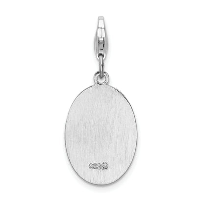 Sterling Silver Amore La Vita Rhodium-Plated Polished Saint Christopher Medal Charm With Fancy Lobster Clasp
