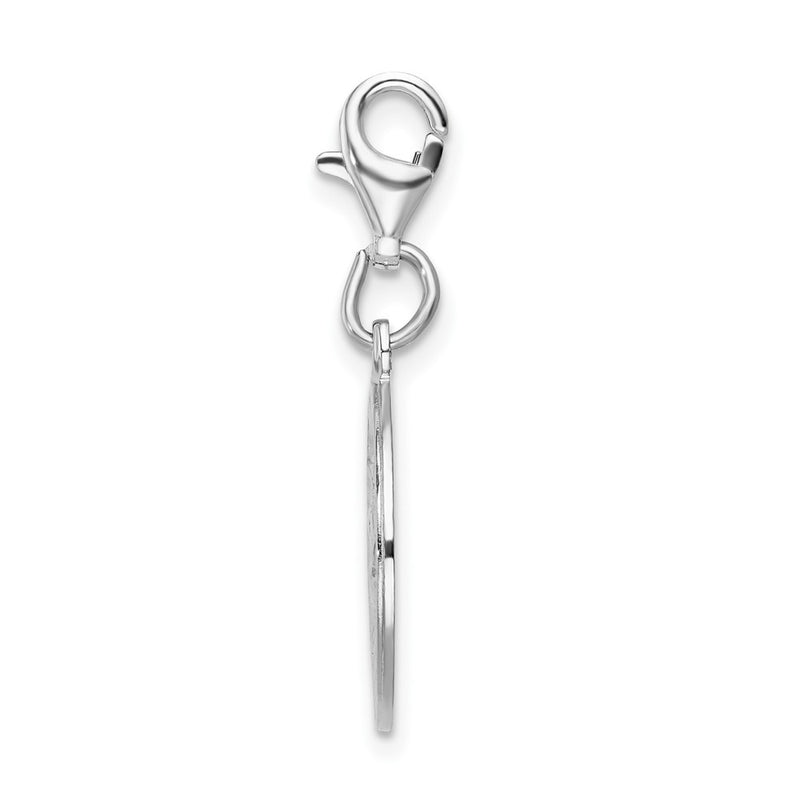 Sterling Silver Amore La Vita Rhodium-Plated Polished Saint Christopher Medal Charm With Fancy Lobster Clasp