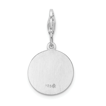 Sterling Silver Amore La Vita Rhodium-Plated Polished Saint Christopher Medal Charm With Fancy Lobster Clasp