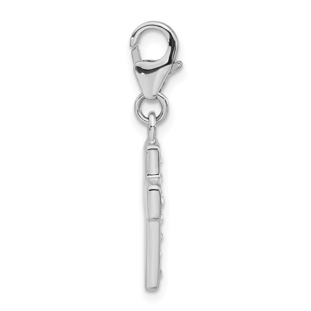 Sterling Silver Swarovski Crystal & Enamel Cross W/Lobster Clasp Charm
