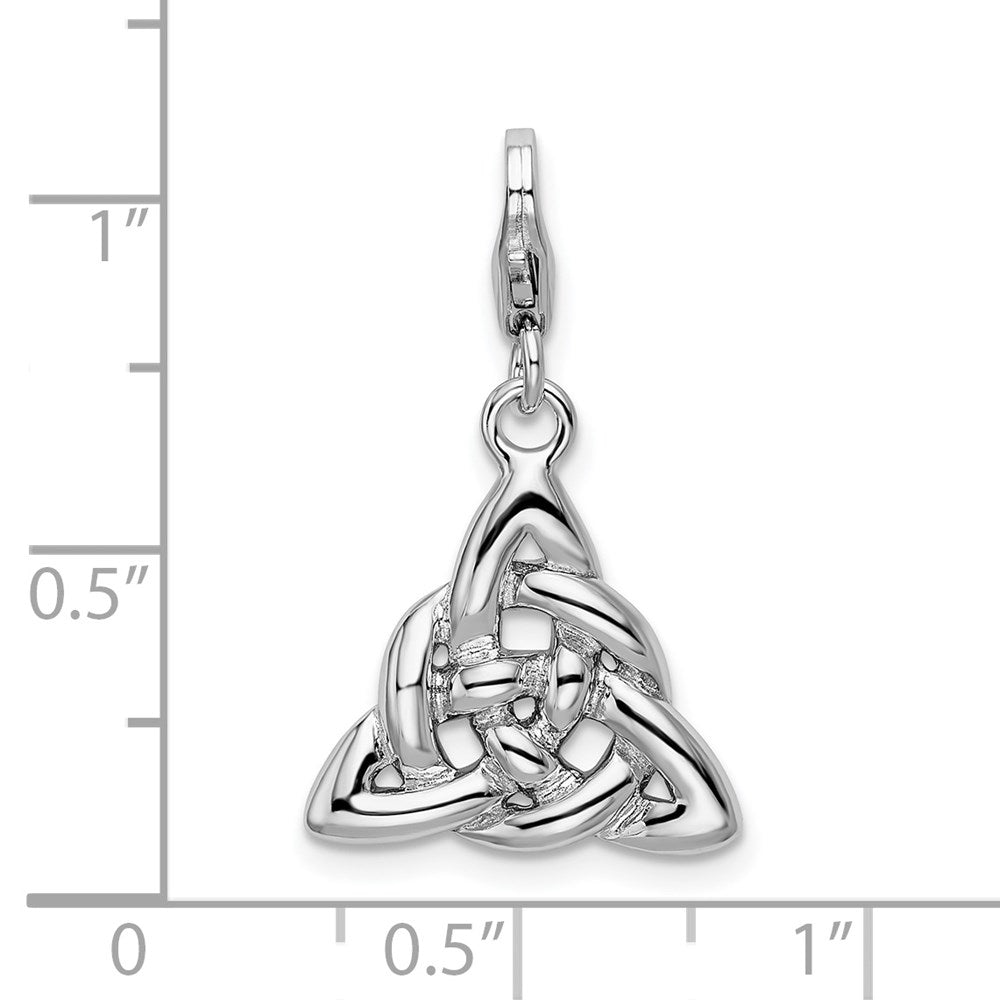 Sterling Silver Amore La Vita Rhodium-Plated Polished 3-D Trinity Knot Charm With Fancy Lobster Clasp