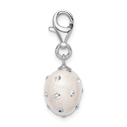 Sterling Silver Amore La Vita Rhodium-Plated Polished 3-D White Ferido Stellux Crystal Heart Charm With Fancy Lobster Clasp