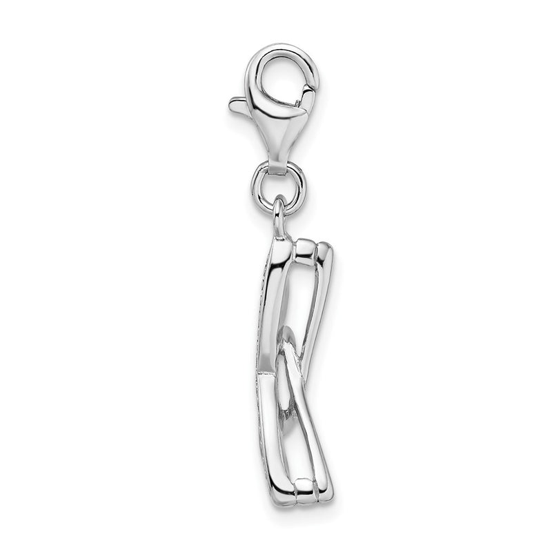 Sterling Silver Amore La Vita Rhodium-Plated Polished3-D Enameled Sunglass Charm With Fancy Lobster Clasp