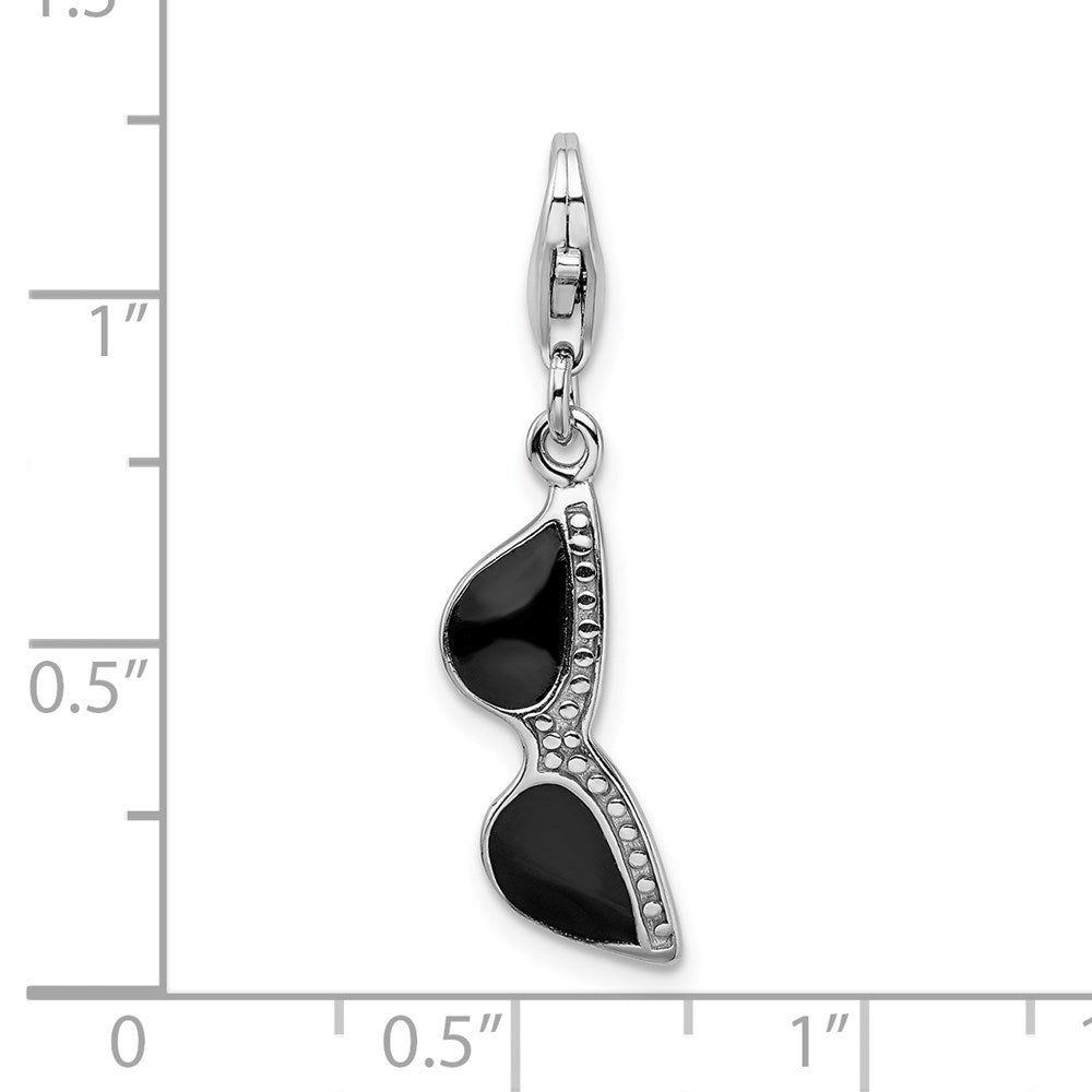 Sterling Silver Amore La Vita Rhodium-Plated Polished3-D Enameled Sunglass Charm With Fancy Lobster Clasp