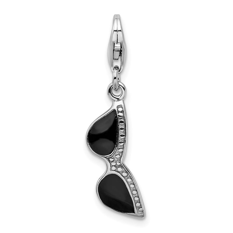 Sterling Silver Amore La Vita Rhodium-Plated Polished3-D Enameled Sunglass Charm With Fancy Lobster Clasp