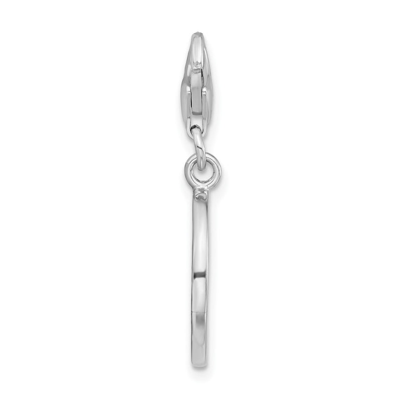 Sterling Silver Polished Cz Peace Sign W/ Lobster Clasp Charm