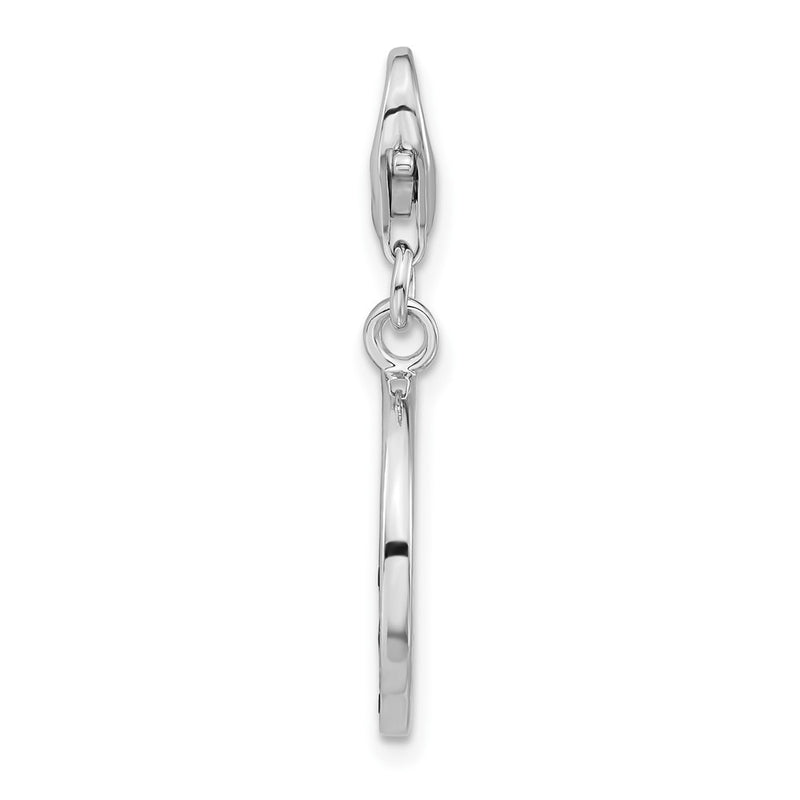 Sterling Silver Polished Black Cz Peace Sign W/ Lobster Clasp Charm