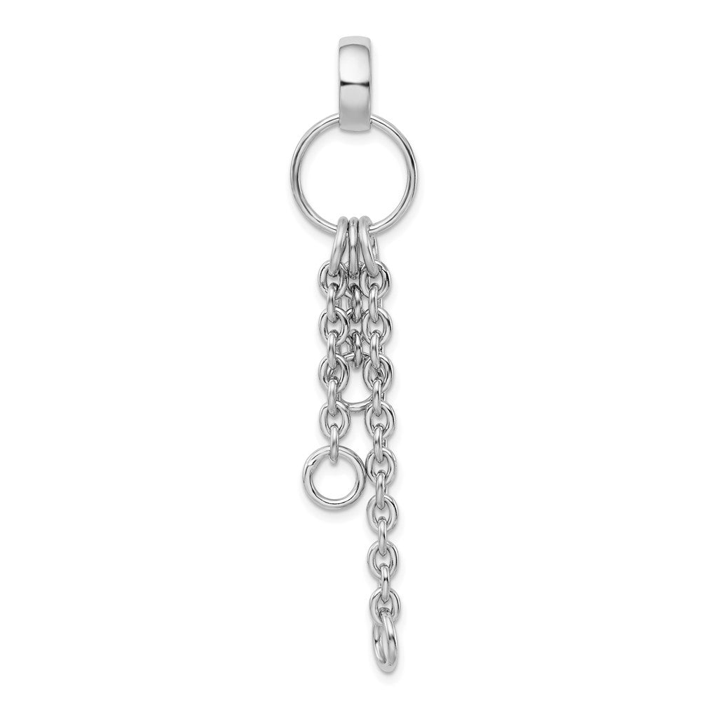 Sterling Silver Amore La Vita Rhodium-Plated Polished Circle With Cable Chain Dangles Charm Carrier Pendant