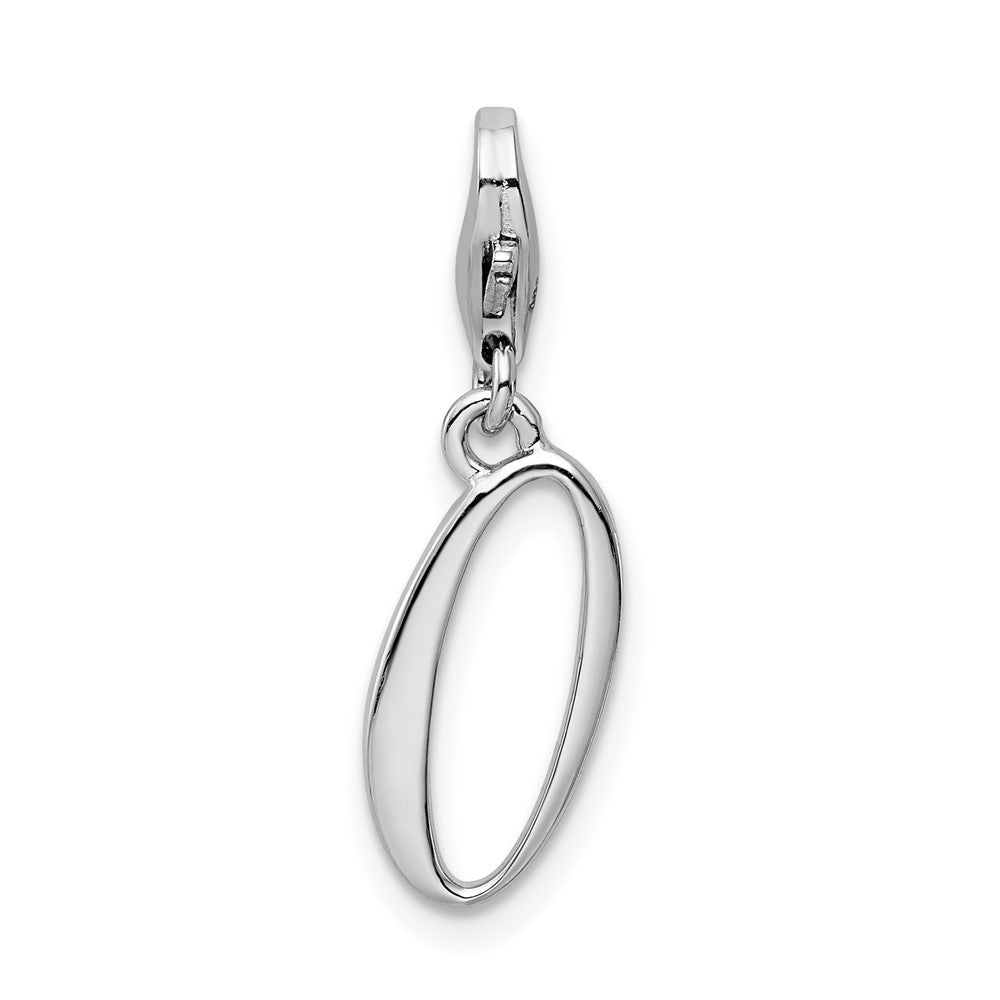 Sterling Silver Amore La Vita Rhodium-Plated Polished Number 0 Charm With Fancy Lobster Clasp