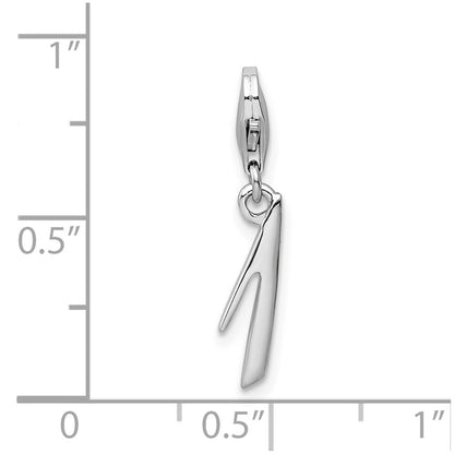 Sterling Silver Amore La Vita Rhodium-Plated Polished Number 1 Charm With Fancy Lobster Clasp