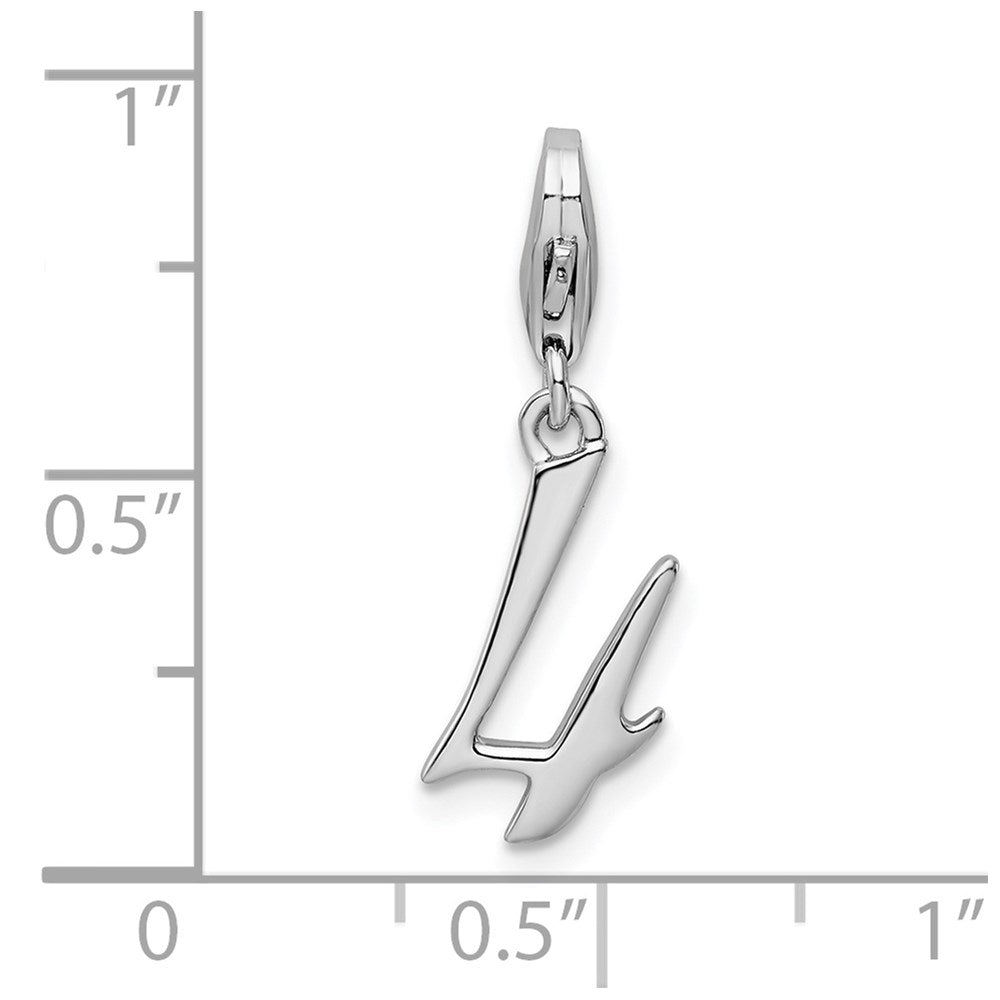Sterling Silver Amore La Vita Rhodium-Plated Polished Number 4 Charm With Fancy Lobster Clasp