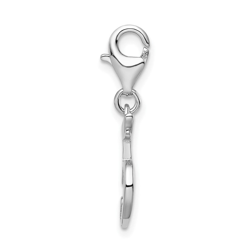 Sterling Silver Amore La Vita Rhodium-Plated Polished Number 5 Charm With Fancy Lobster Clasp