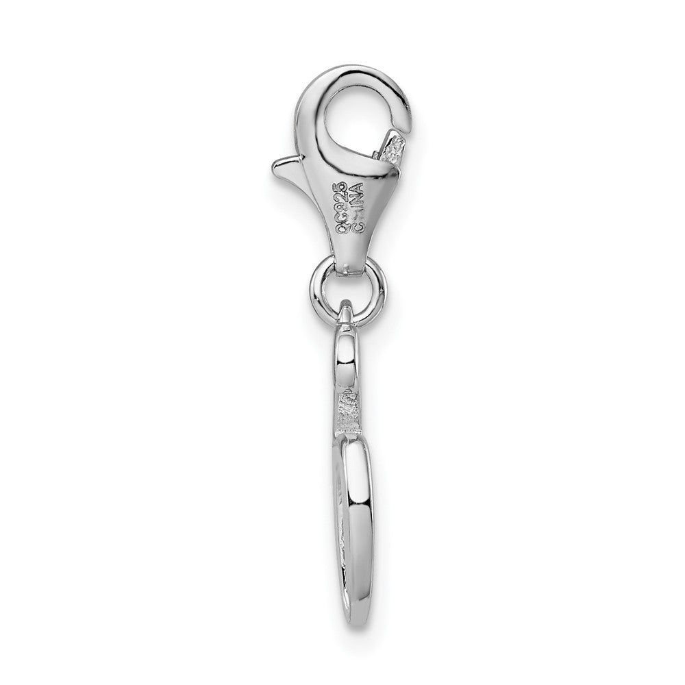 Sterling Silver Amore La Vita Rhodium-Plated Polished Number 6 Charm With Fancy Lobster Clasp