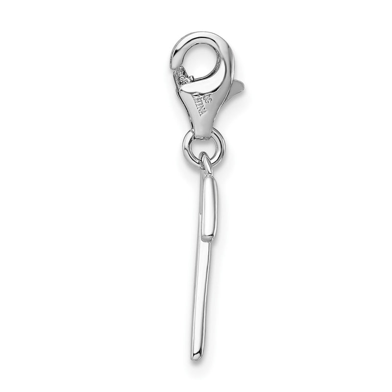 Sterling Silver Amore La Vita Rhodium-Plated Polished Number 7 Charm With Fancy Lobster Clasp