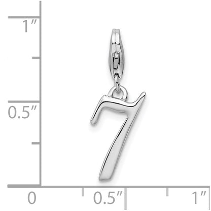 Sterling Silver Amore La Vita Rhodium-Plated Polished Number 7 Charm With Fancy Lobster Clasp