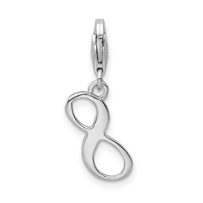 Sterling Silver Amore La Vita Rhodium-Plated Polished Number 8 Charm With Fancy Lobster Clasp