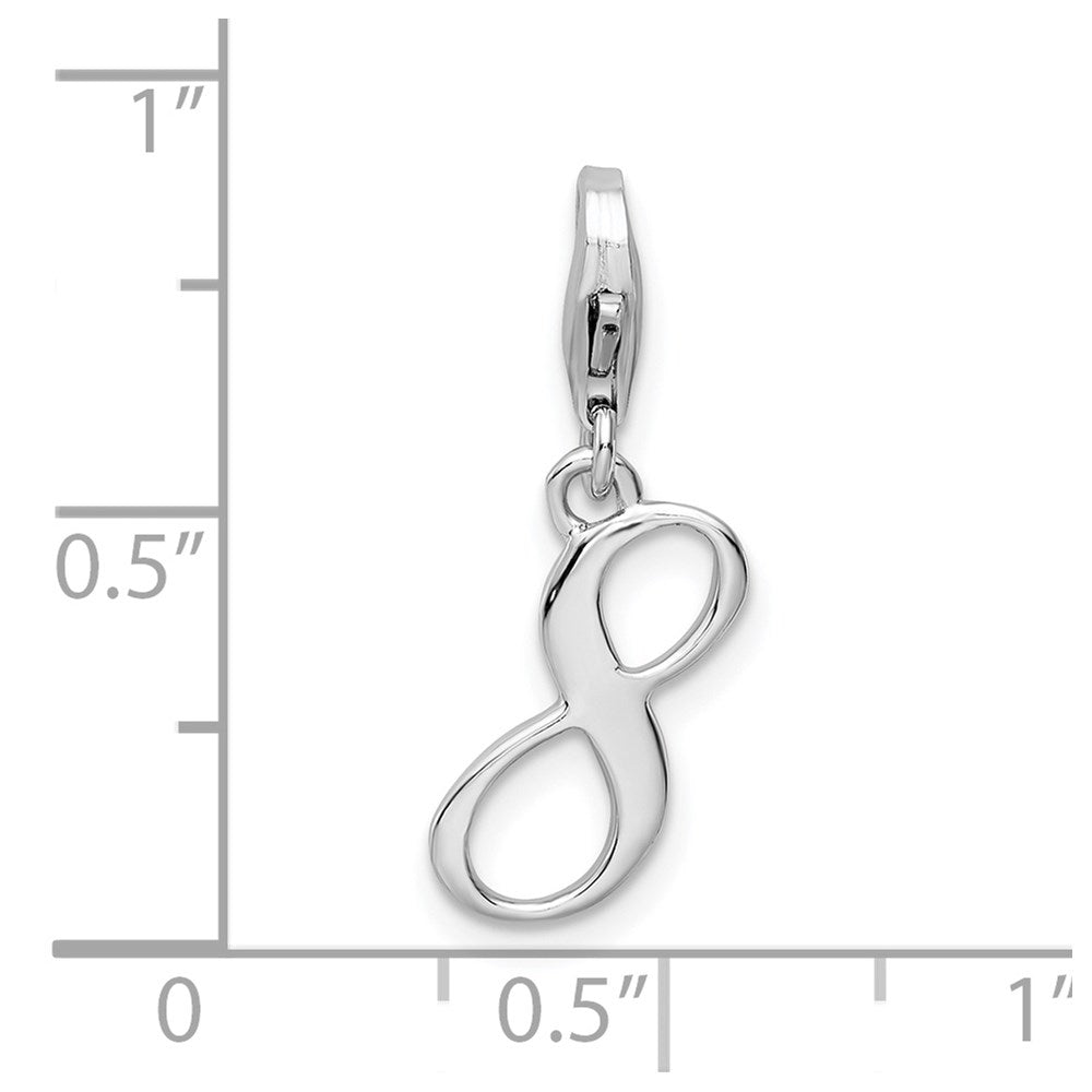 Sterling Silver Amore La Vita Rhodium-Plated Polished Number 8 Charm With Fancy Lobster Clasp