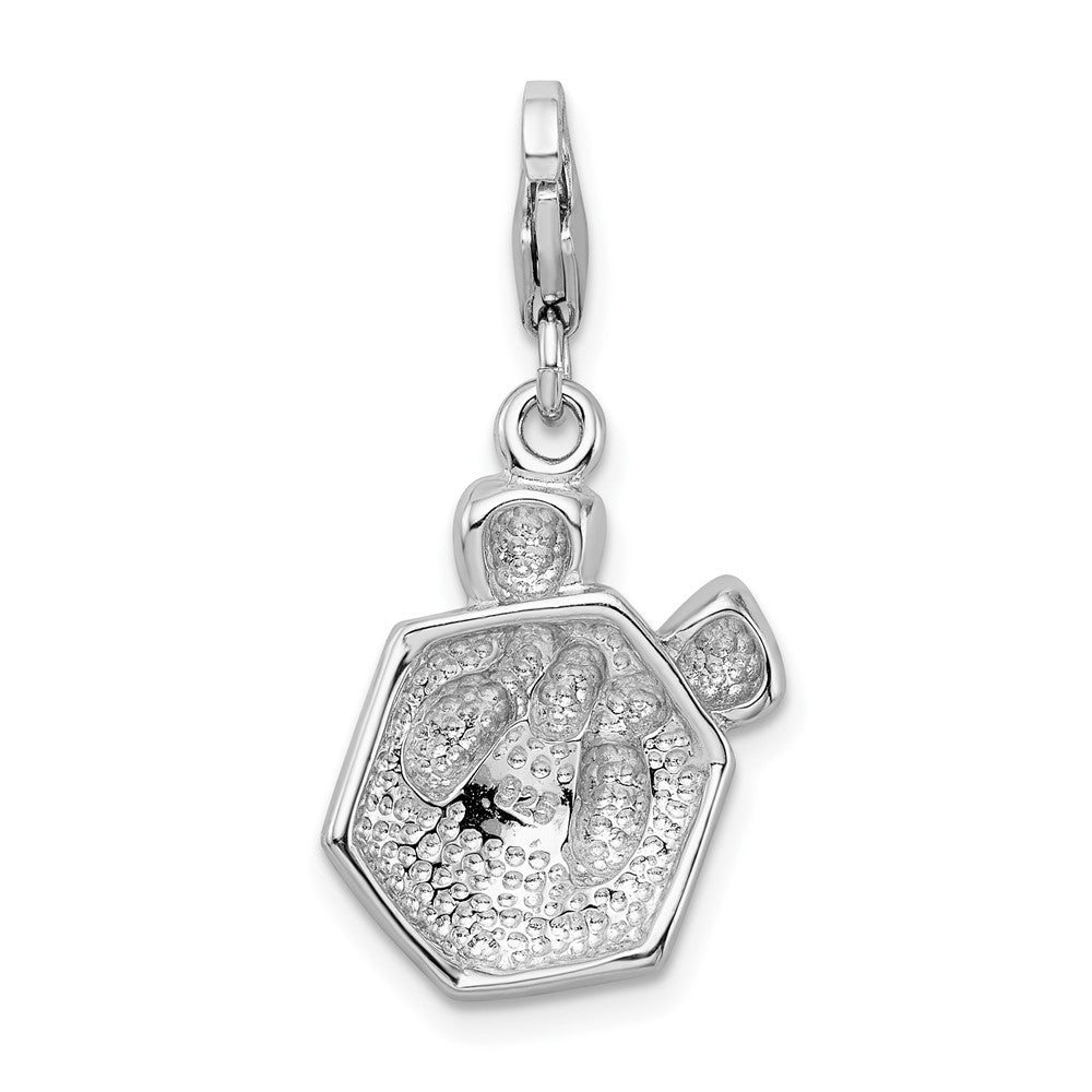 Sterling Silver Amore La Vita Rhodium-Plated Polished Red Enameled Present Charm With Fancy Lobster Clasp