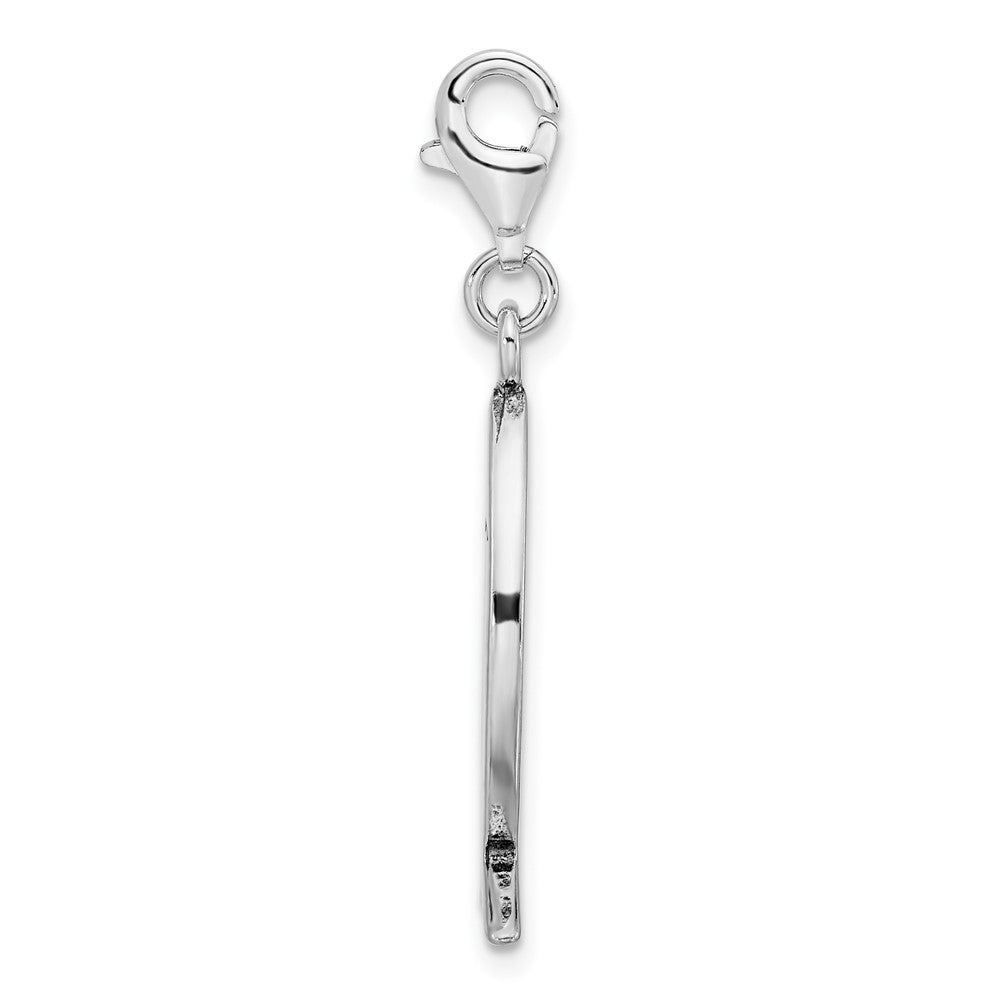 Sterling Silver Amore La Vita Rhodium-Plated Polished Antiqued Wwjd Ichthus Charm With Fancy Lobster Clasp