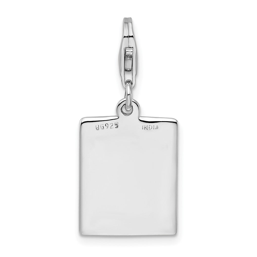 Sterling Silver Amore La Vita Rhodium-Plated Polished Bingo Card Charm With Fancy Lobster Clasp