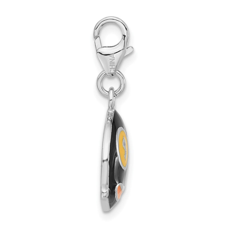 Sterling Silver Enameled 3-D Money Face W/Lobster Clasp Charm