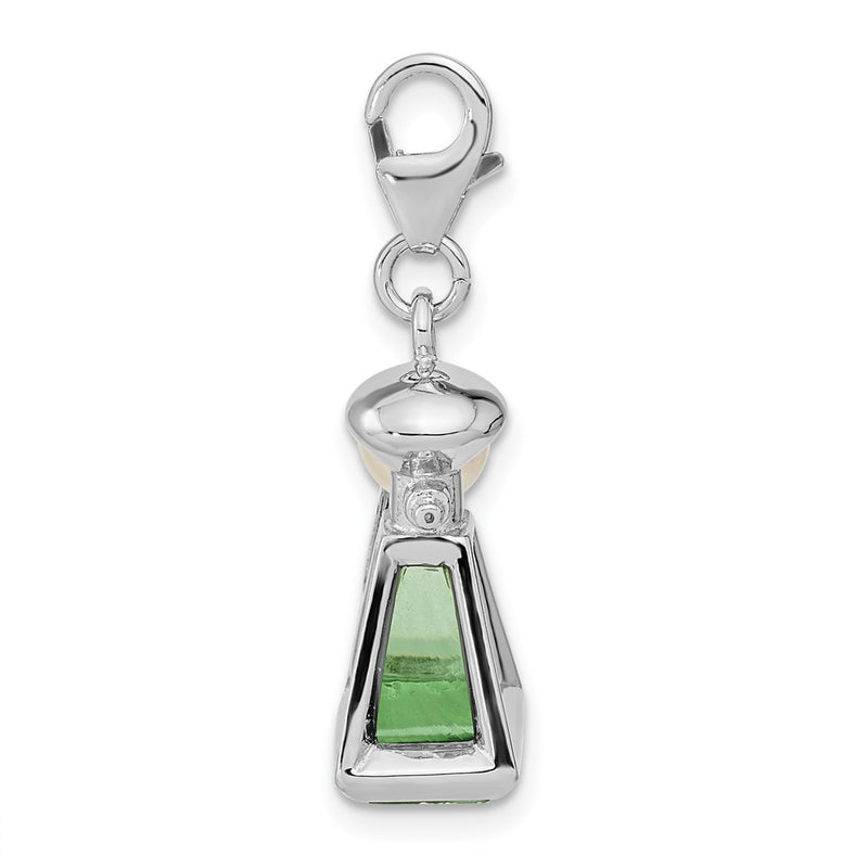 Sterling Silver Amore La Vita Rhodium-Plated Polished 3-D Perfume Freshwater Cultured Pearl Bottle Charm With Fancy Lobster Clasp