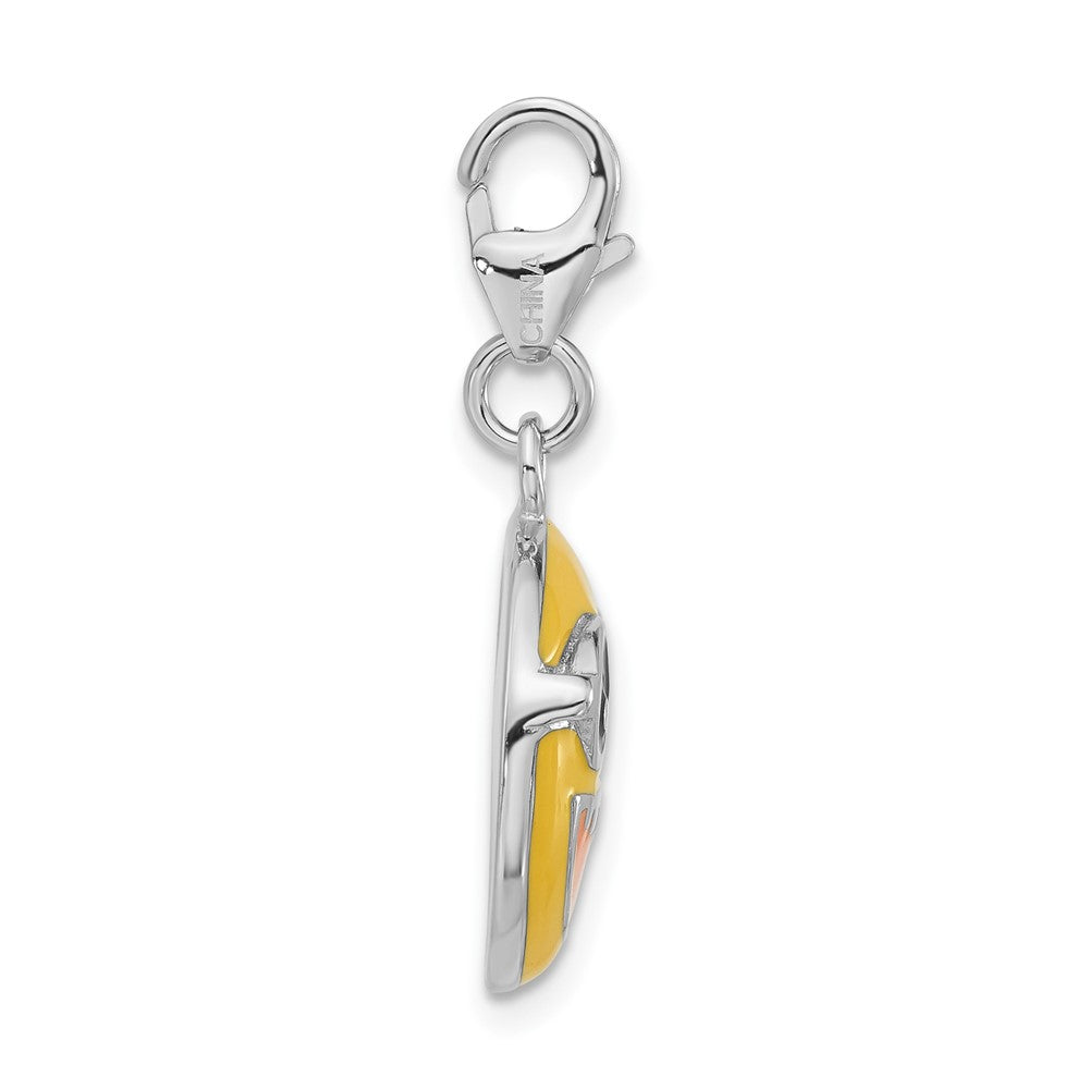 Sterling Silver Enameled Happy Face W/ Lobster Clasp Charm