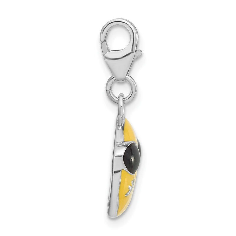 Sterling Silver Enameled Smiley Face W/Sunglasses W/Lobster Clasp Charm