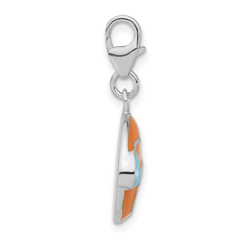 Sterling Silver Enameled Crying Face W/ Lobster Clasp Charm