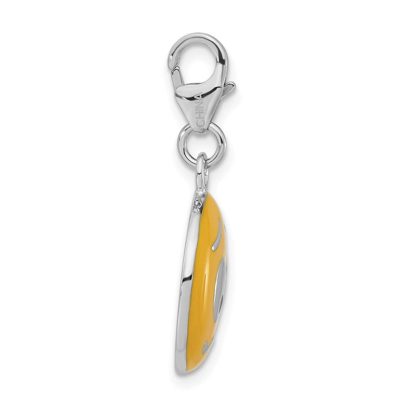 Sterling Silver Enameled Confused Face W/ Lobster Clasp Charm