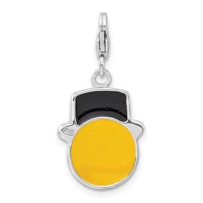 Sterling Silver Enameled Smiley Face W/Top Hat W/Lobster Clasp Charm
