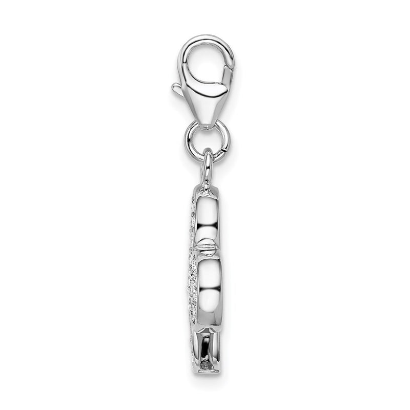 Sterling Silver Ss Rh Enameled 3-D Club W/Lobster Clasp Charm