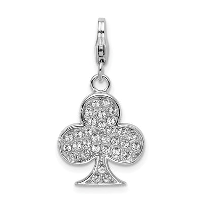 Sterling Silver Ss Rh Enameled 3-D Club W/Lobster Clasp Charm