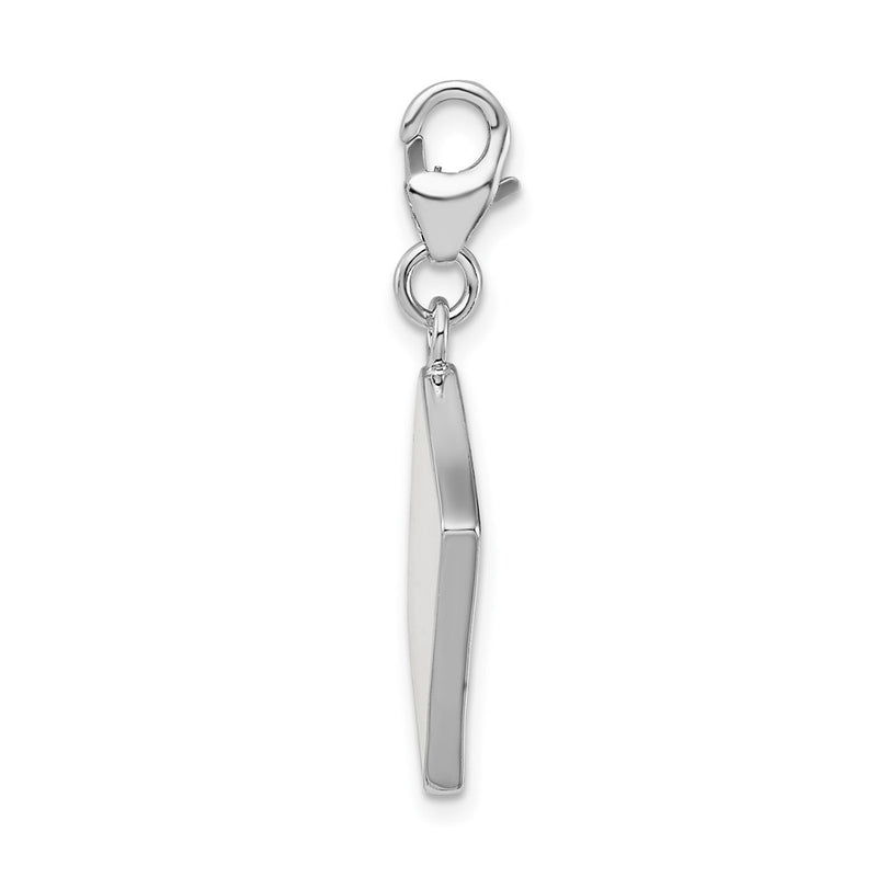 Sterling Silver Amore La Vita Rhodium-Plated Polished 3-D Enameled Swarovski Crystal Ace Charm With Fancy Lobster Clasp