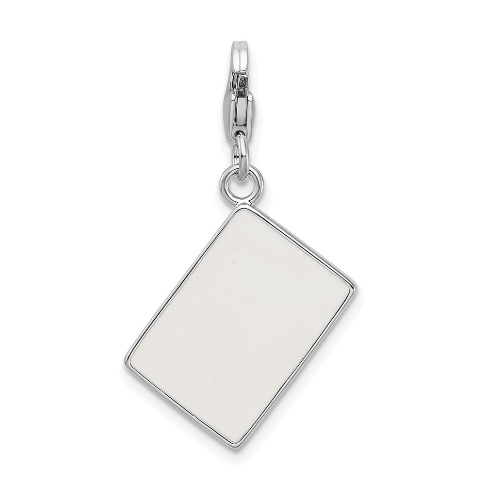 Sterling Silver Amore La Vita Rhodium-Plated Polished 3-D Enameled Swarovski Crystal Ace Charm With Fancy Lobster Clasp