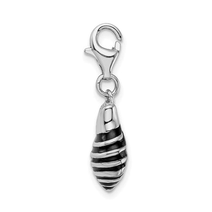 Sterling Silver Amore La Vita Rhodium-Plated Polished 3-D Enameled Shell Charm With Fancy Lobster Clasp